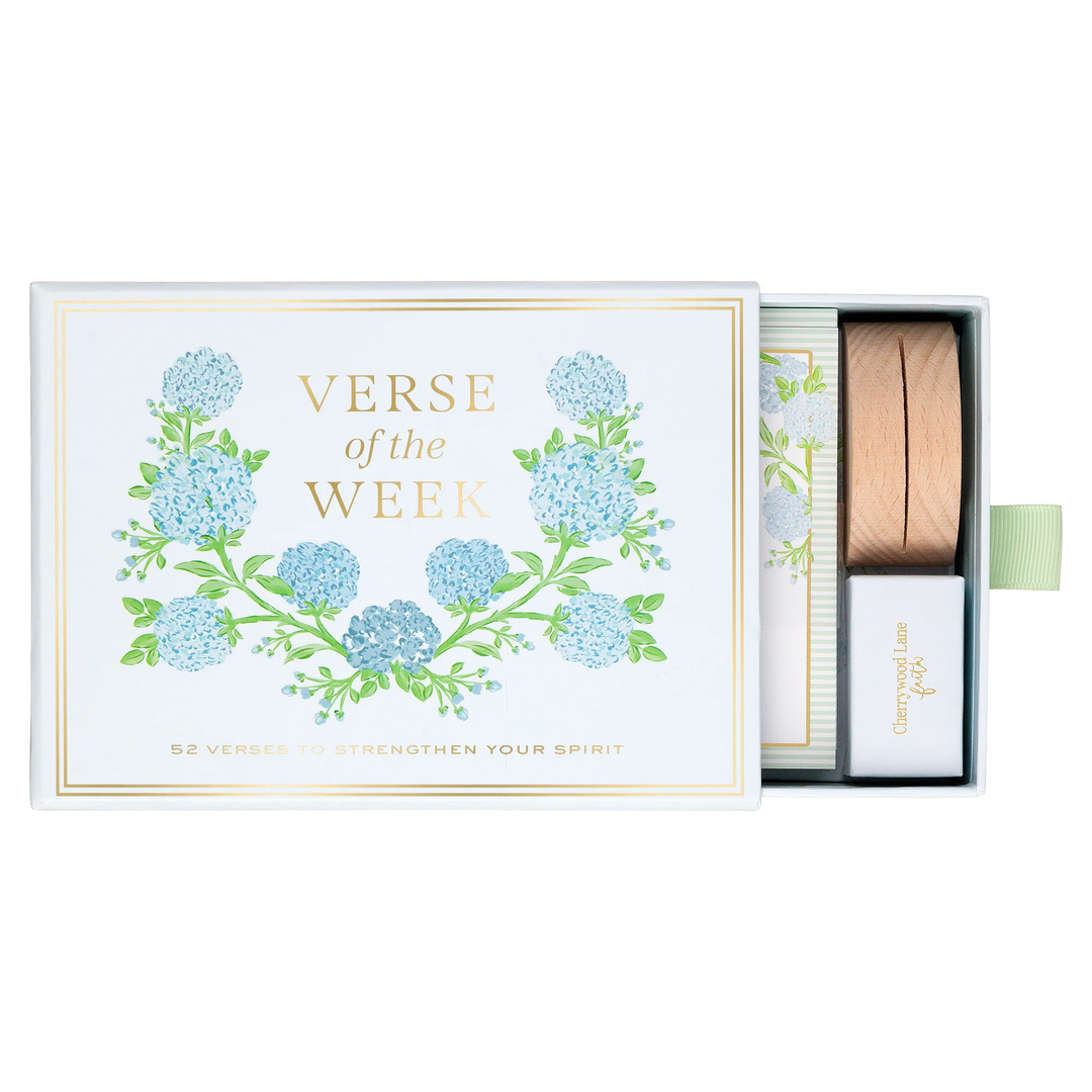 Hydrangea Christian Verse Of The Week - Set Of 52 Cards + Stand