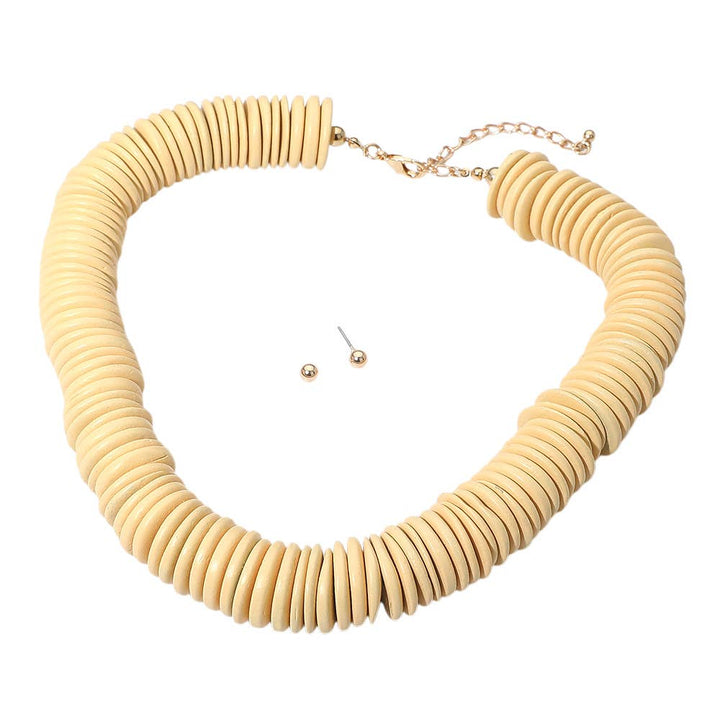 Sensibling Corp. - Chunky Wooden Disc Beaded Statement Necklace: Black