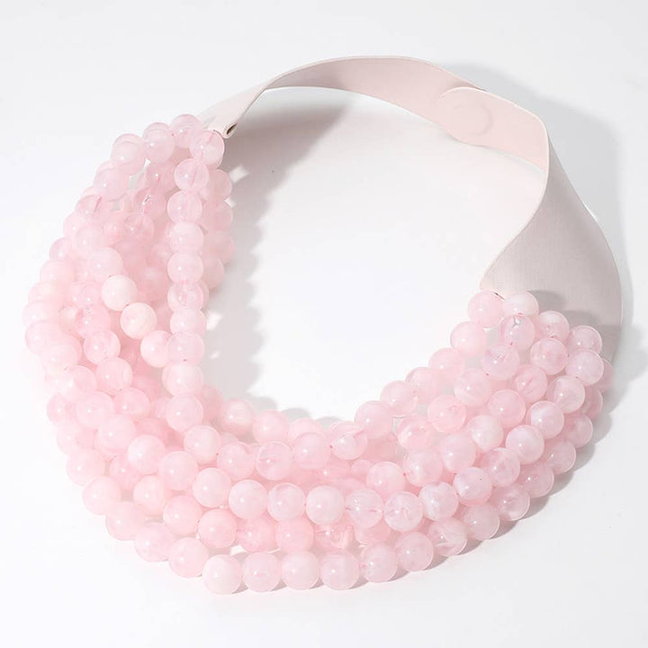Sensibling Corp. - Chunky Acrylic Bead Layered Faux Leather Magnetic Necklace: Coral