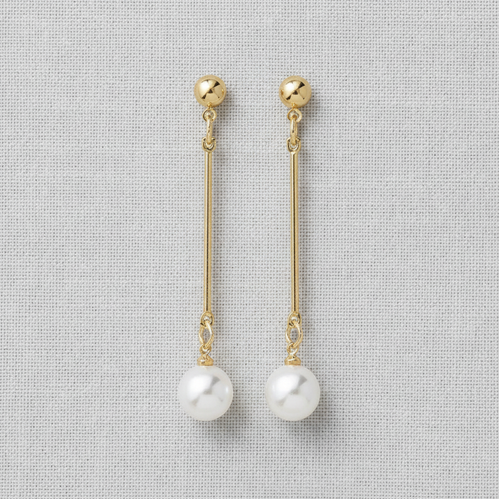 paperln - Gold Plated Long Pearl Earrings