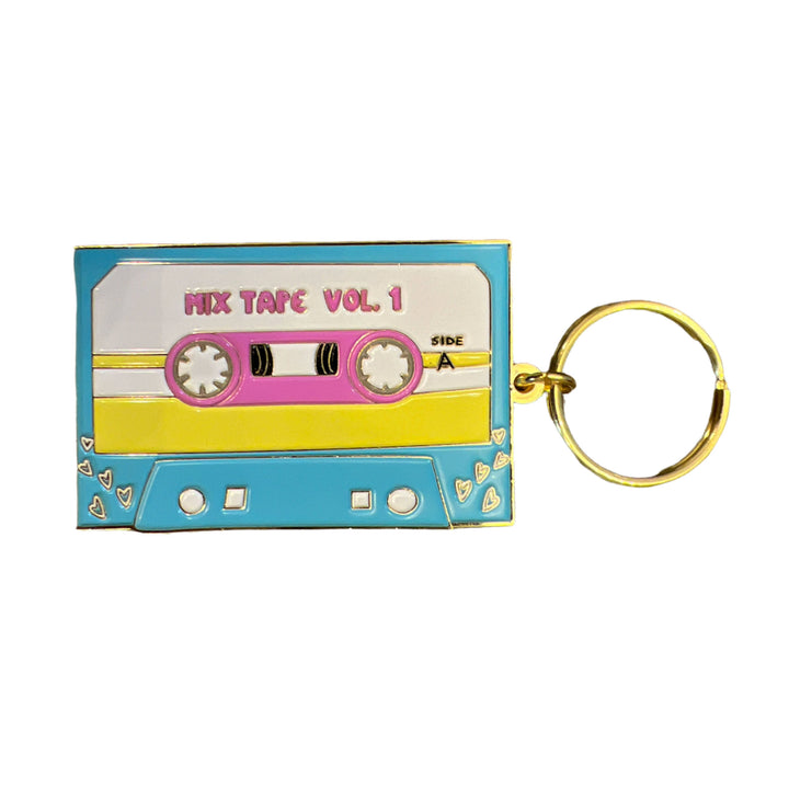 R is for Robo - Cassette Tape Gold Keychain Retro Nostolgia Gifts for Women