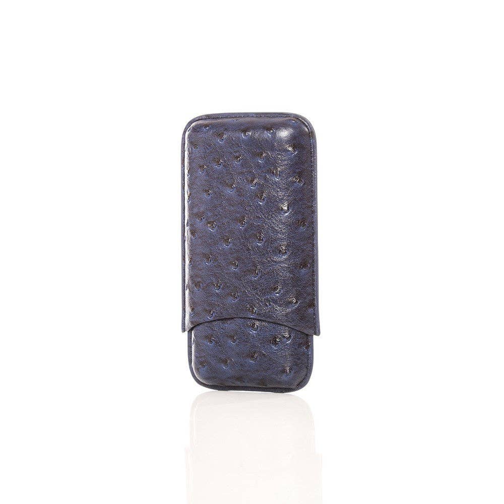 Brouk and Co. - Keep it Fresh Cigar Holder Triple In Ostrich Leather: Blue Ostrich-2311