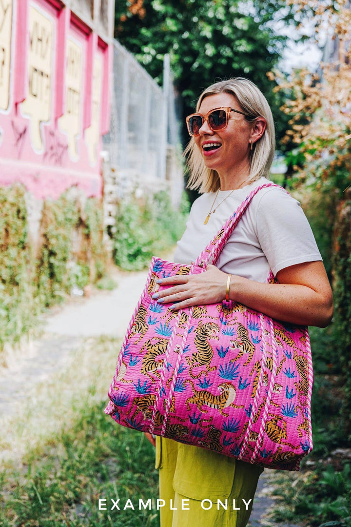 Folklore Couture - Quilted Tote Bag | Large Shopping Bag | Southern Town Tote