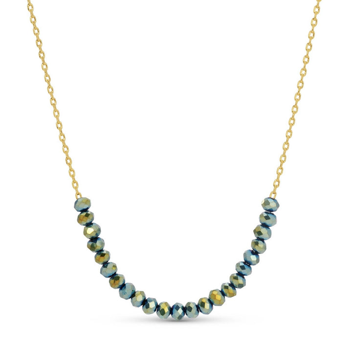 Splendid Iris - Delicate Crystal Accented Necklace: Aqua
