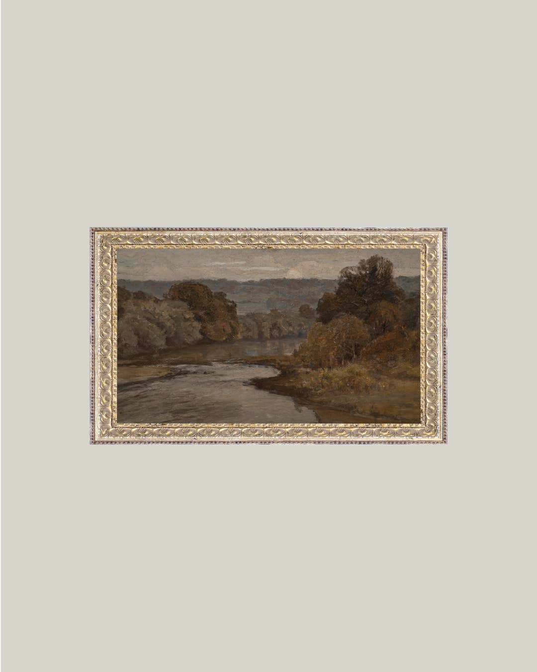 Petal Lane Home - Autumn River Framed Antique Art: 7x5