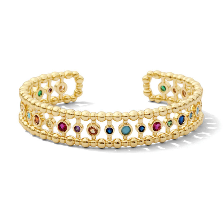 Splendid Iris - Crystal Accented Cuff Bracelet