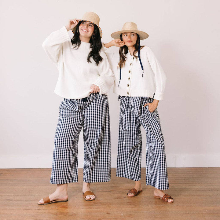 Sunshine Tienda - Navy Gingham Daphne Pant: L
