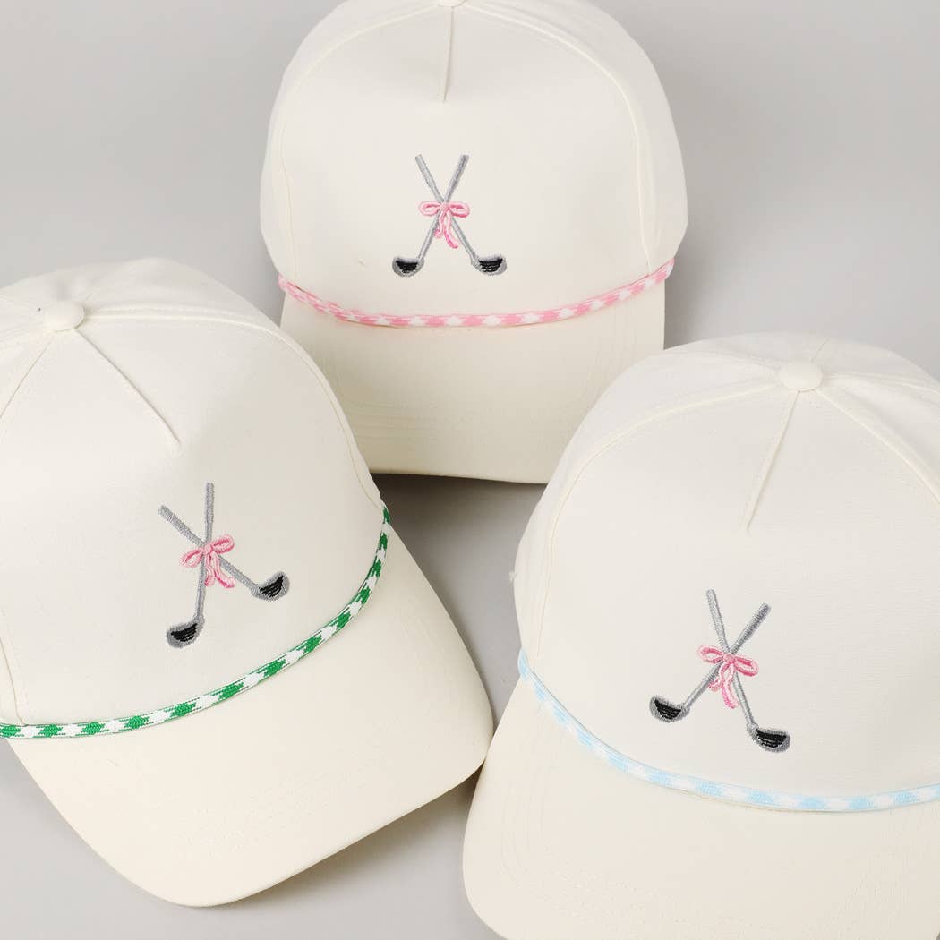 Fashion City - Golf Clubs with Ribbon Embroidered Trucker Hat: LT BLUE / ONE SIZE