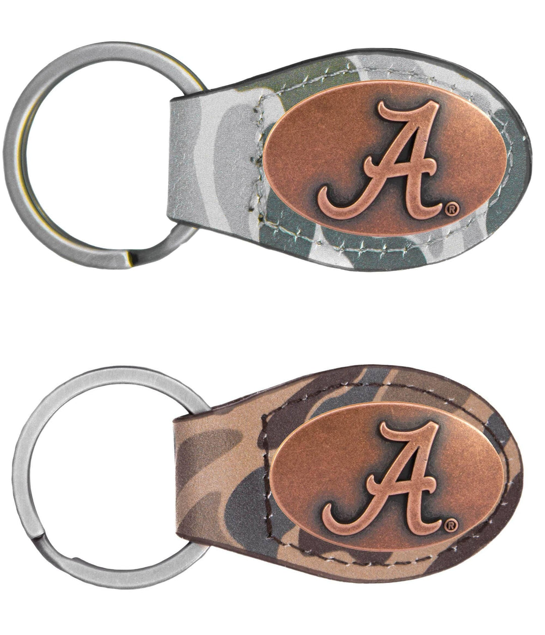 Zep-Pro - Alabama Crimson Tide Oval Camo Leather Key Fob.: Brown/Tan Camo