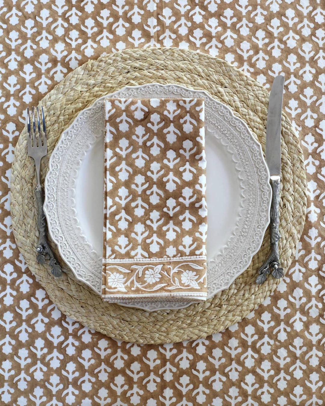 PACIFIC & ROSE TEXTILES - Napkin Charlotte Caramel, Set of 4