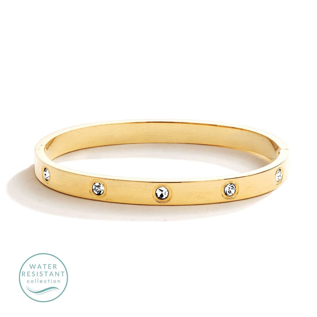 Splendid Iris - Cubic Zirconia Hinged Bracelet: Gold