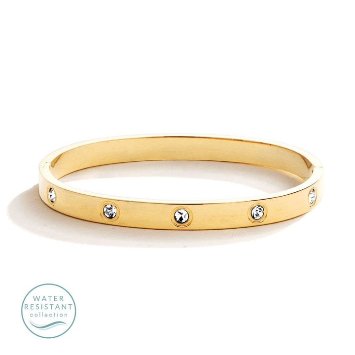 Splendid Iris - Cubic Zirconia Hinged Bracelet: Gold