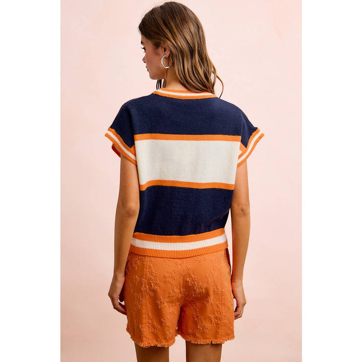 BiBi - GAMEDAY THEME COLORBLOCK REALXED FIT KNIT TOP: BLACK/RED / S