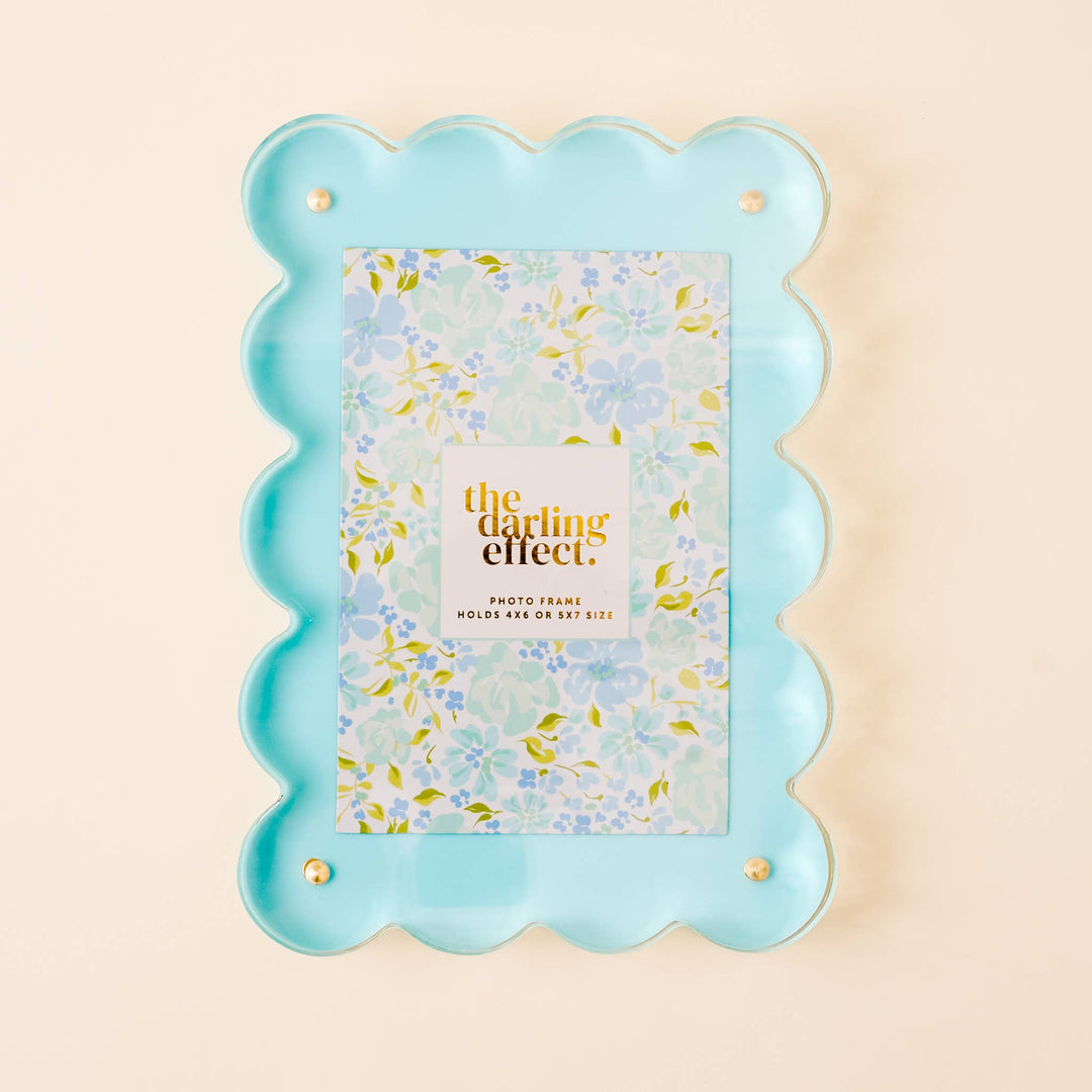 The Darling Effect - Rectangle Scalloped Acrylic Frame-Blue