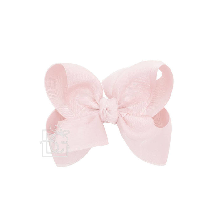 Beyond Creations, LLC - LAYERED ORGANZA/GROSGRAIN BOW ON CLIP: 5.5" Huge - 2.25" Ribbons on Alligator Clip / L PINK/ L PINK