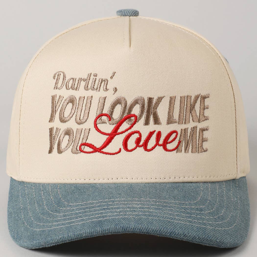 Fashion City - You Look Like You Love Me Embroidery Trucker Hat: Light Pink / ONE SIZE