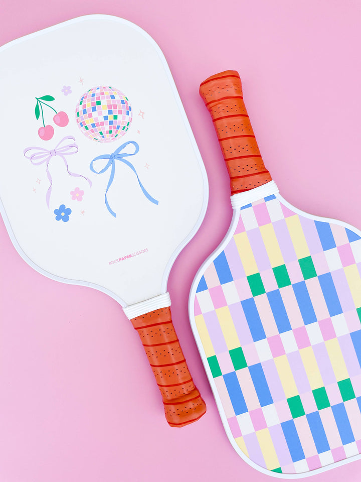 Rock Paper Scissors - Disco Ball Bows Pickleball Paddle