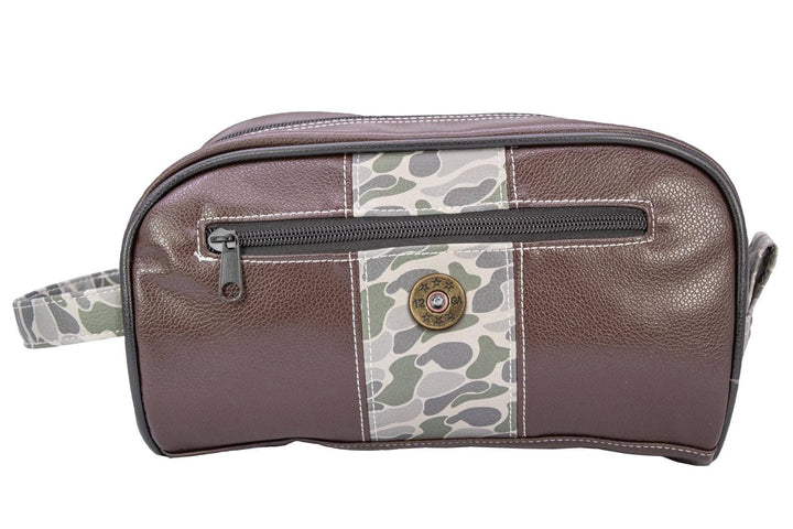 Zep-Pro - Shot Shell Brown Pebble Old School Camo Men's Toiletry Dopp Bag.: Green/Gray