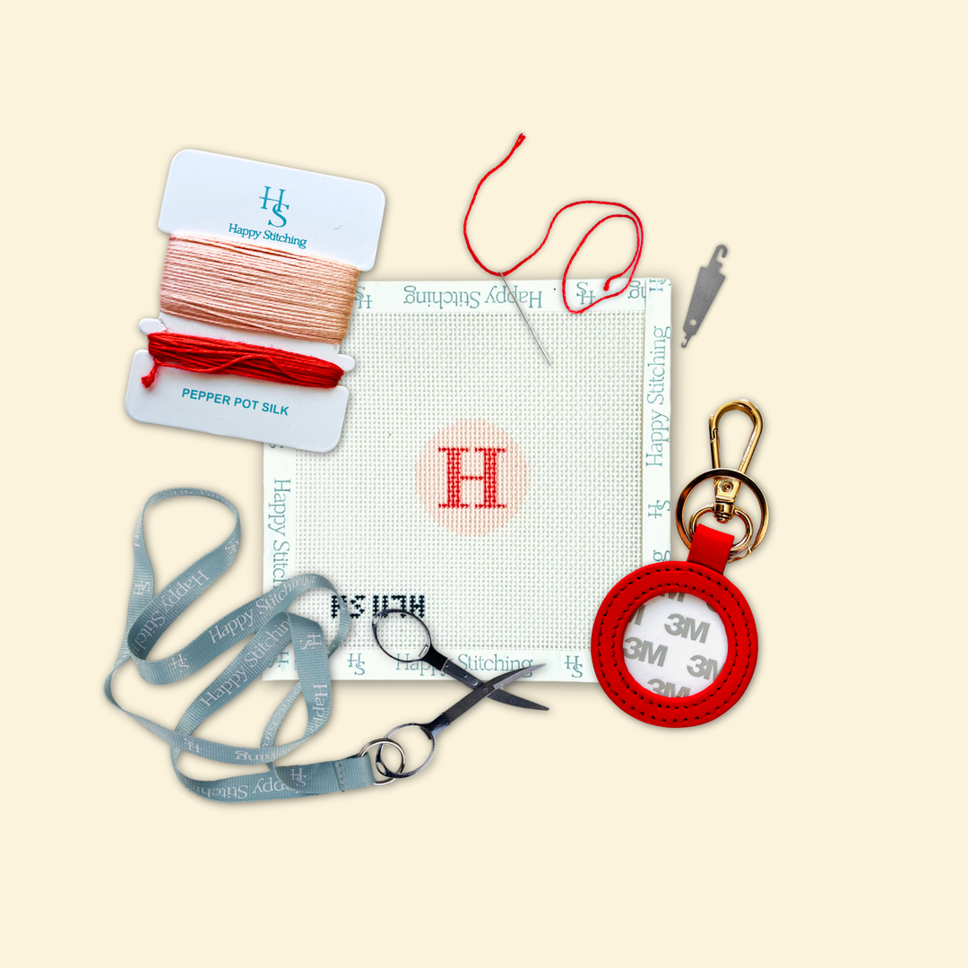 Happy Stitching - Our Initial Thought - Key Fob in Rosy Cheeks: J