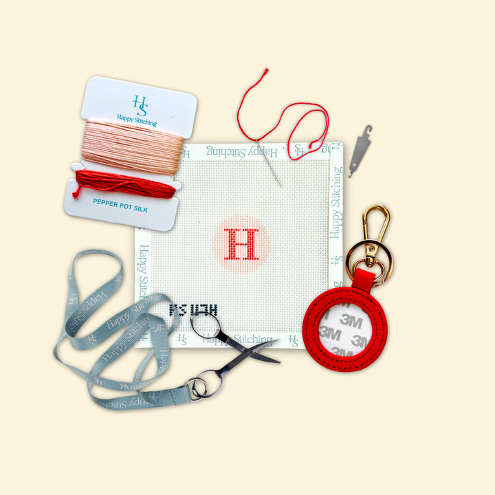 Happy Stitching - Our Initial Thought - Key Fob in Rosy Cheeks: J