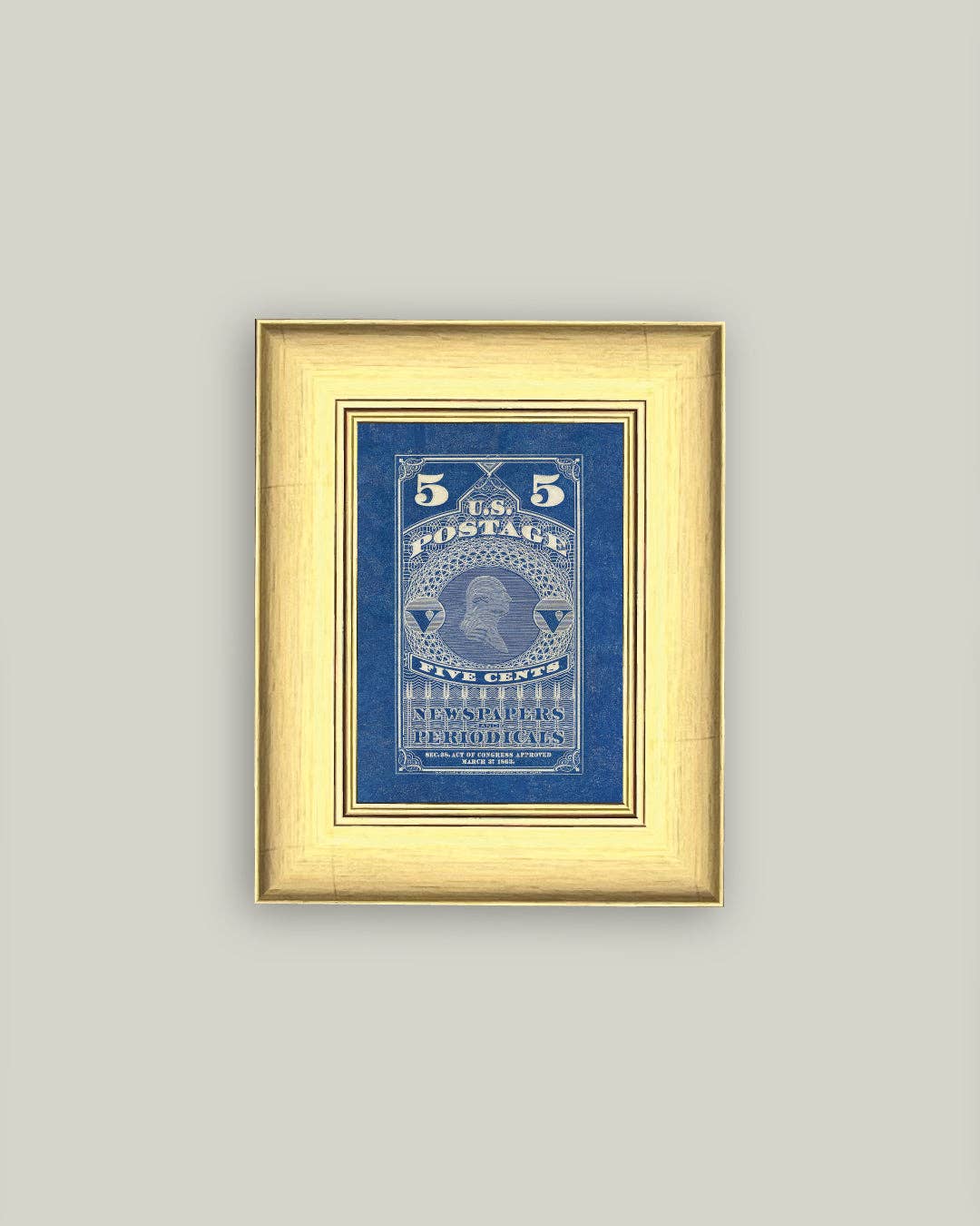 Petal Lane Home - US Postage 5 Cents Framed Antique Art: 6x8
