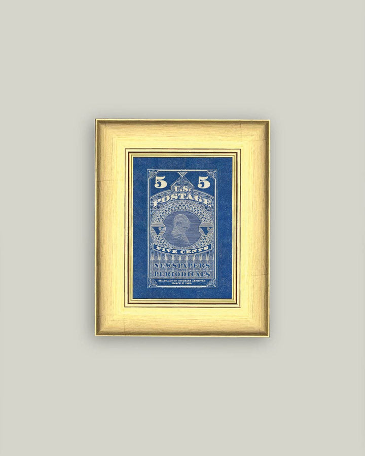 Petal Lane Home - US Postage 5 Cents Framed Antique Art: 6x8