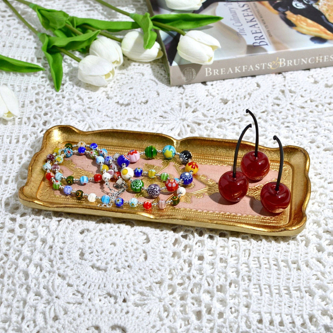 Florentine Carved Gilded Wood Narrow Tray, Made in Italy: Cappuccino