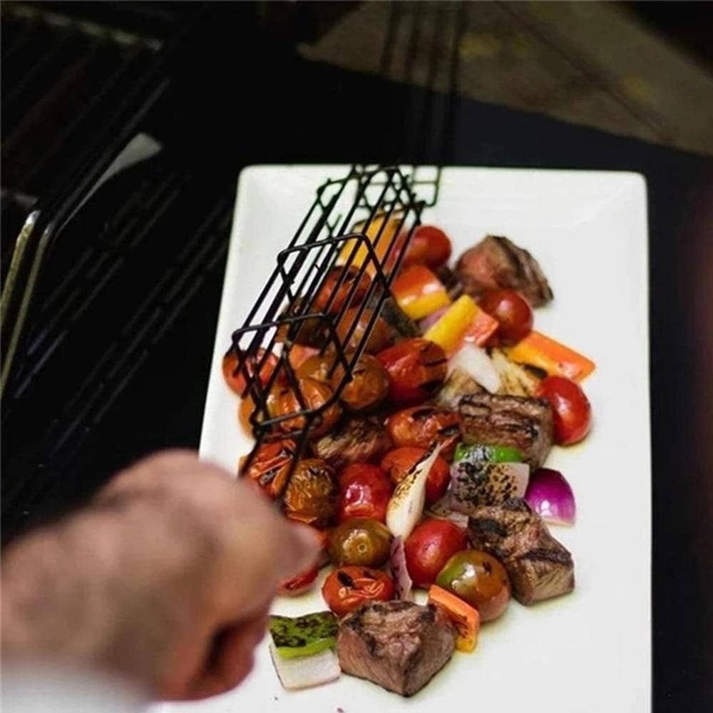 Fox Run Brands - Outset Non-Stick Kabob Grill Basket, Set of 4, Carbon Steel