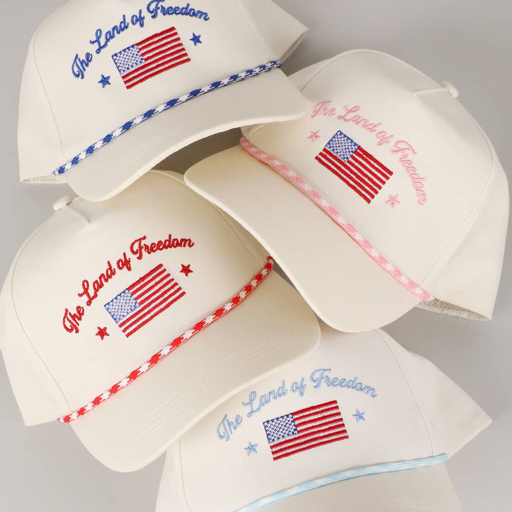 Fashion City - The Land of Freedom Flag Embroidered Trucker Hat: Red / ONE SIZE