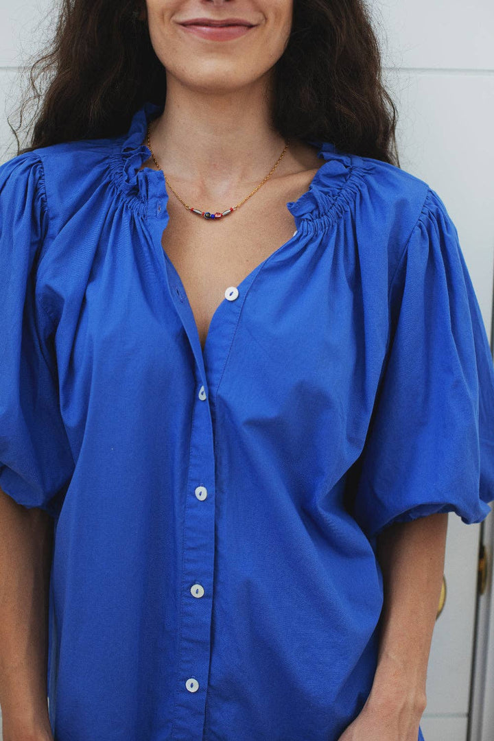 Ex Voto - Daisy Blouse in Royal Blue by ExVoto: L