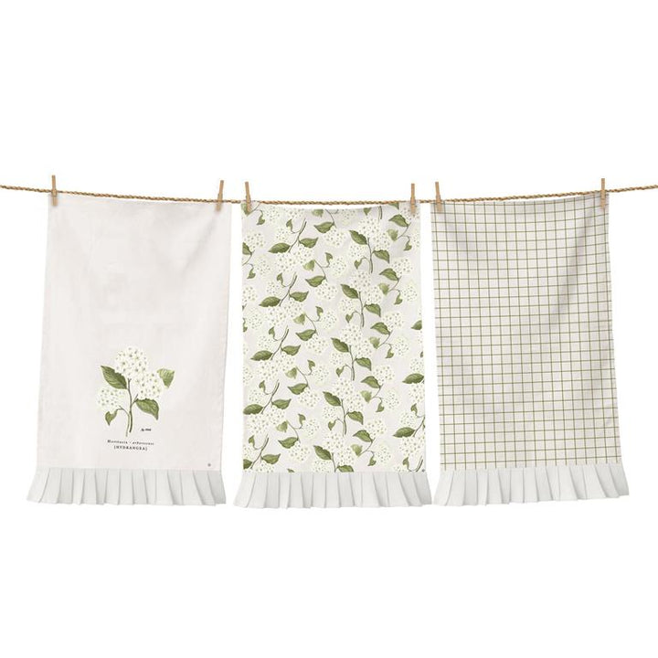 White Hydrangea Tea Towels -