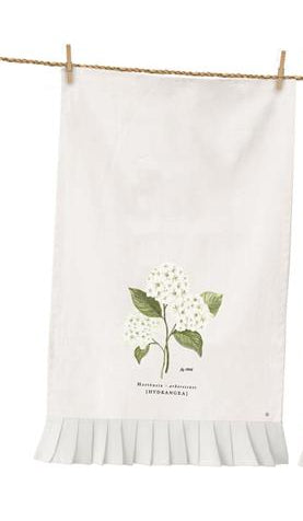 White Hydrangea Tea Towels -