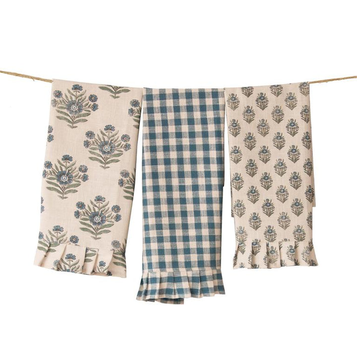 Blue Block Print Silhouette Tea Towels 3 styles