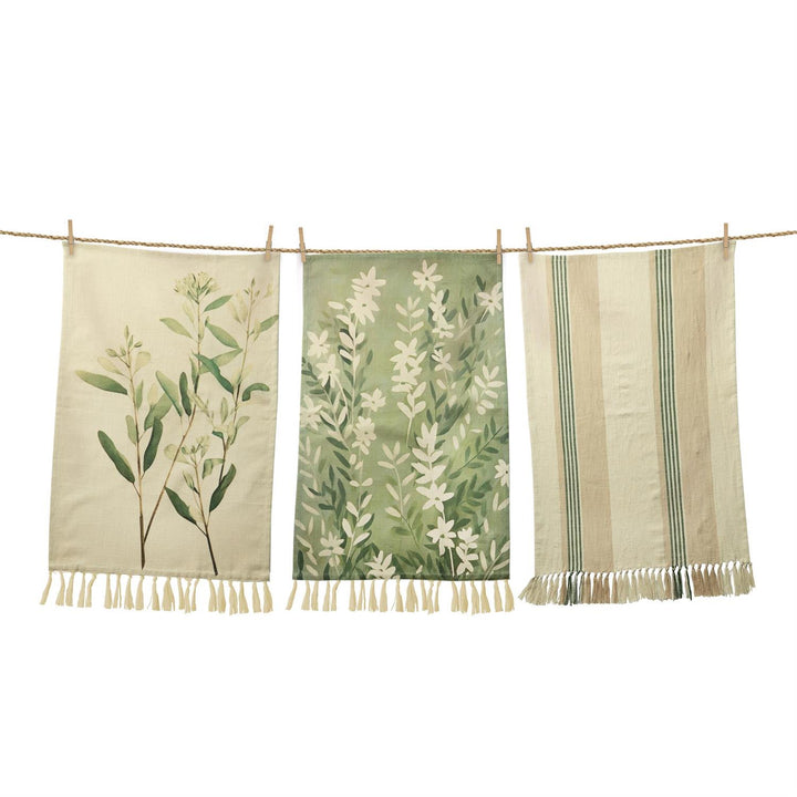 Neutral Green Leaves-Tea Towels 3 styles