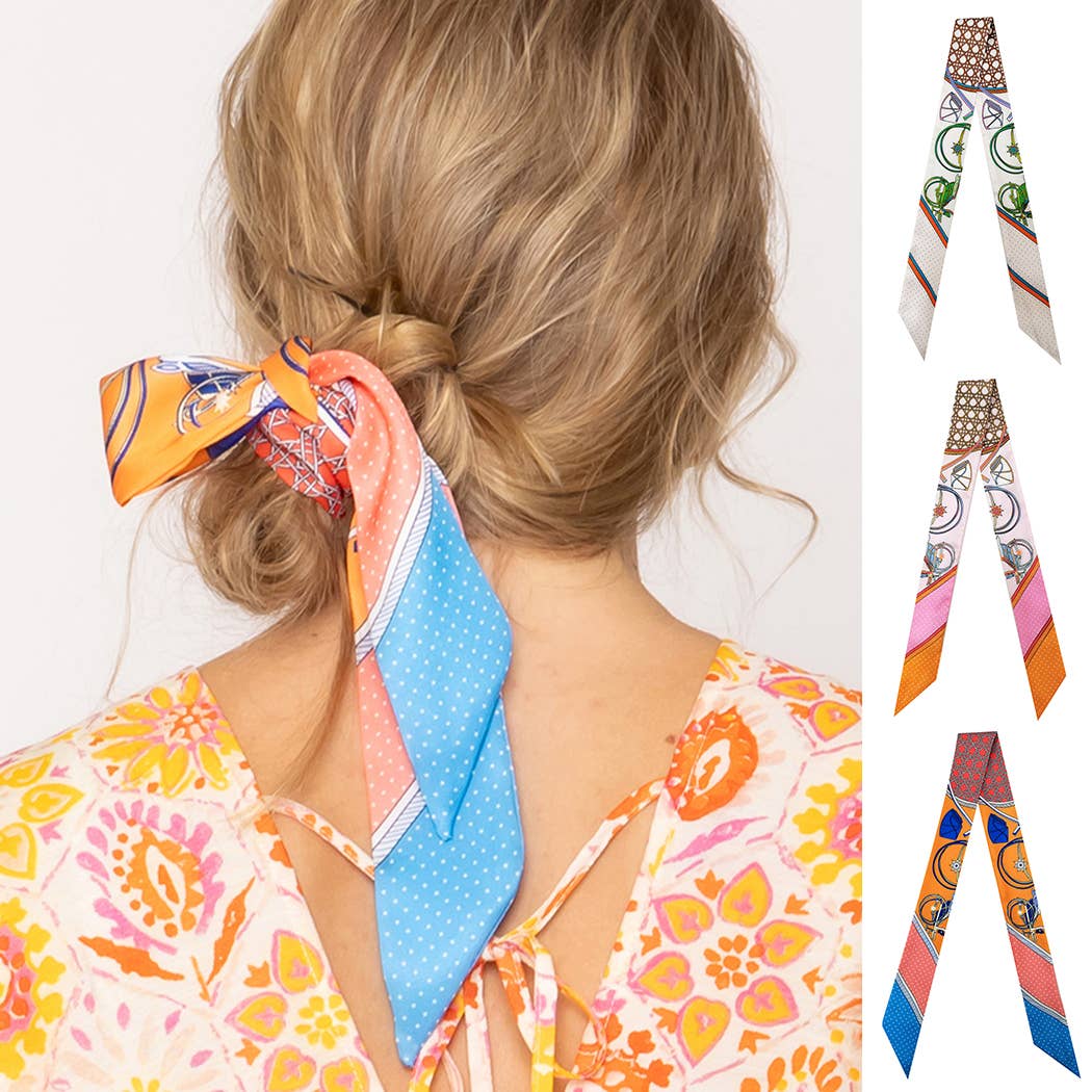 Fashion City - Multi-Colored Pattern Light Weight Twilly Scarf : PNK / ONE SIZE