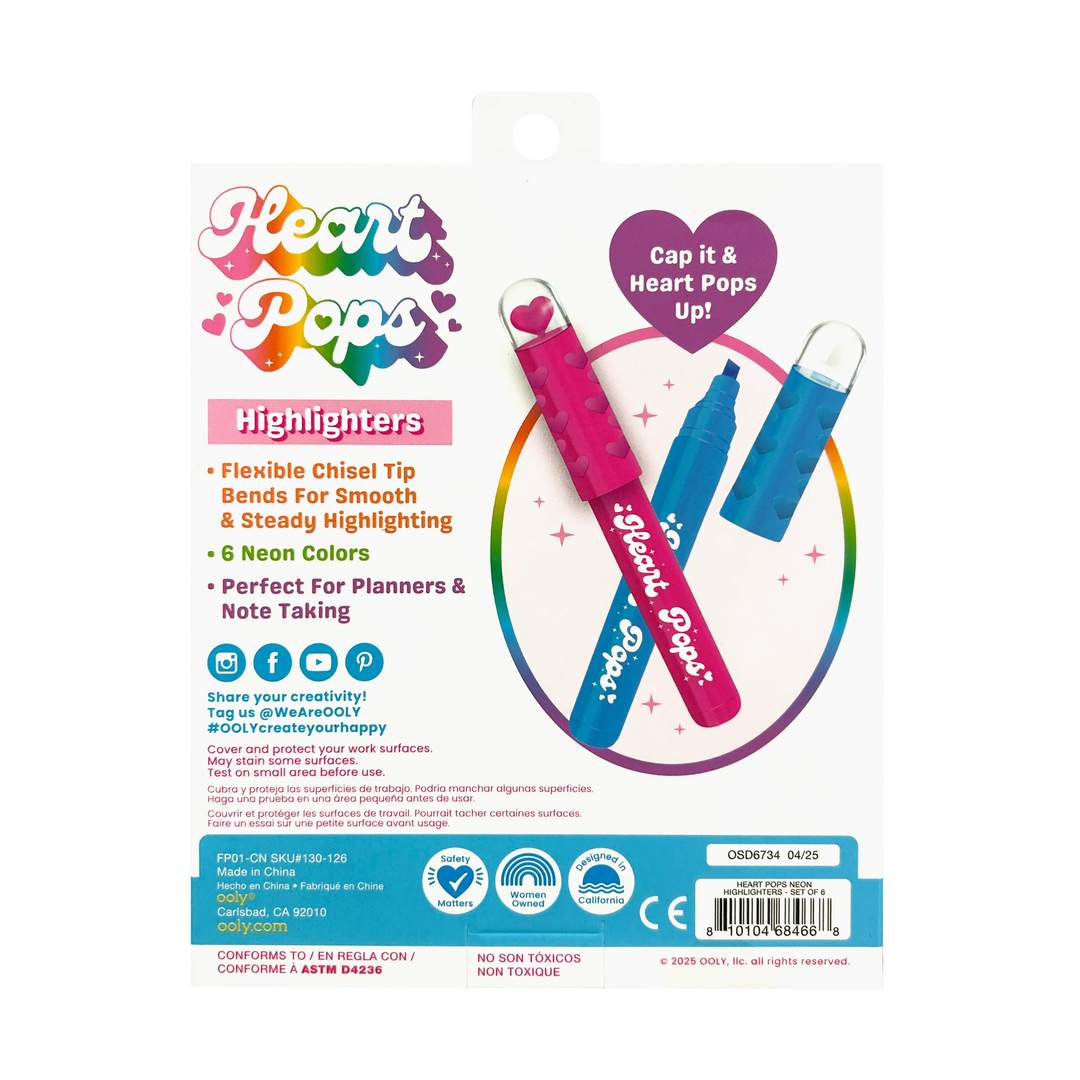 OOLY - Heart Pops Neon Highlighters - Set of 6