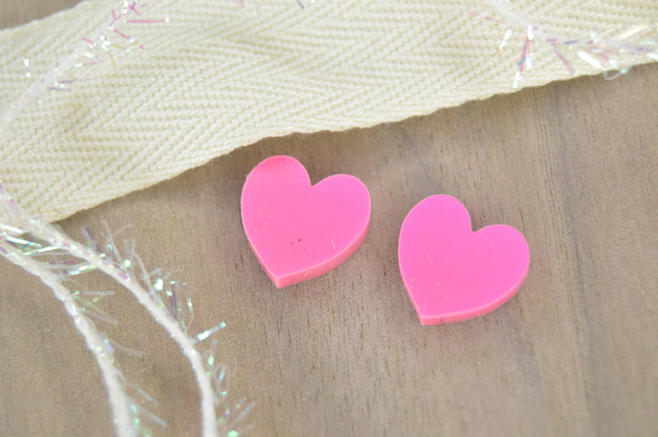The Adorned Fox - Heart Stud Acrylic Earrings: Pink/Purple Confetti