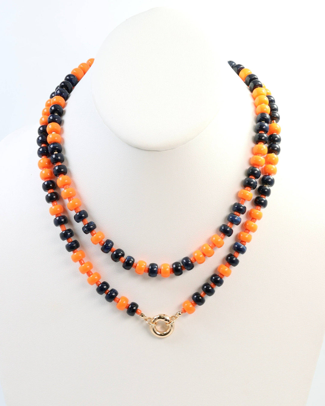 Caroline Hill - McLane Stone Necklace with Toggle Navy Orange: Default