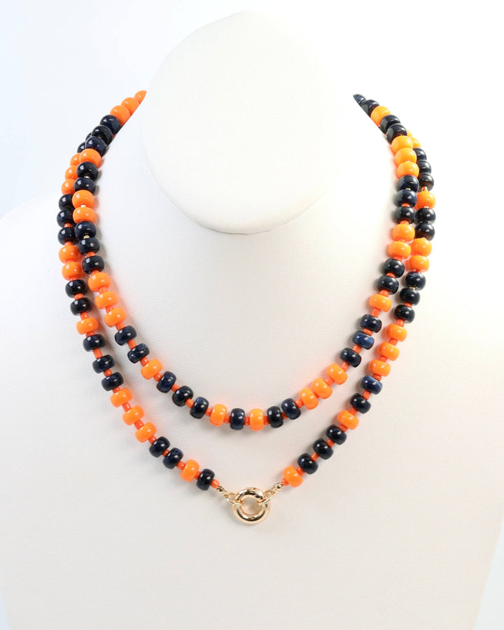 Caroline Hill - McLane Stone Necklace with Toggle Navy Orange: Default