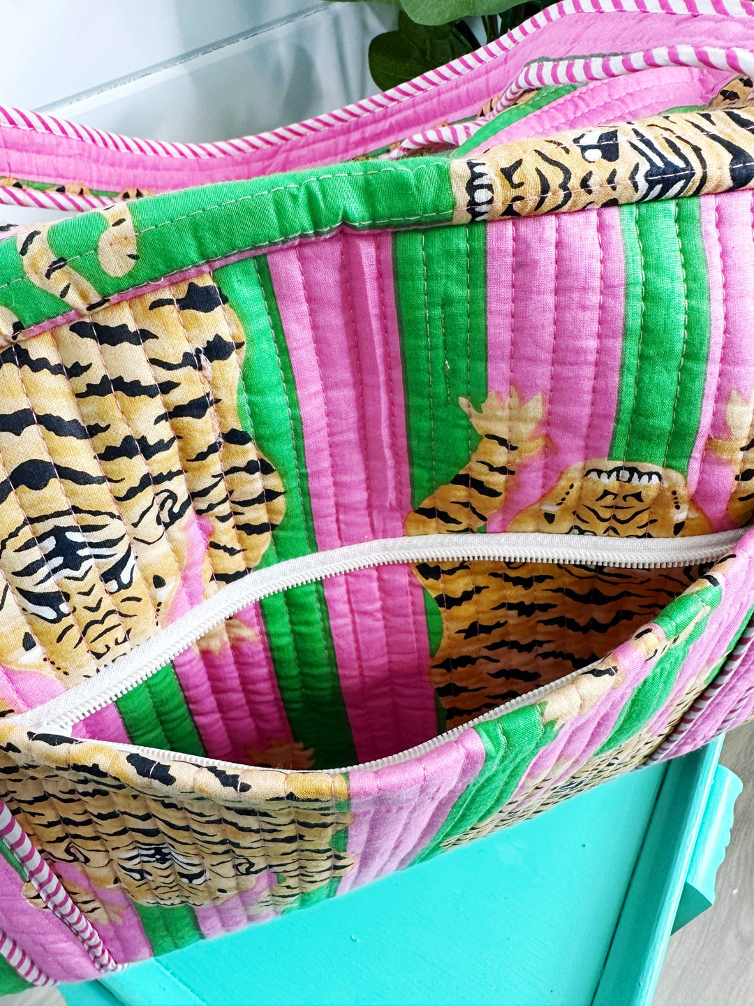 Folklore Couture - Quilted Duffle Bag | Weekender Travel Overnight Bag | Tigers
