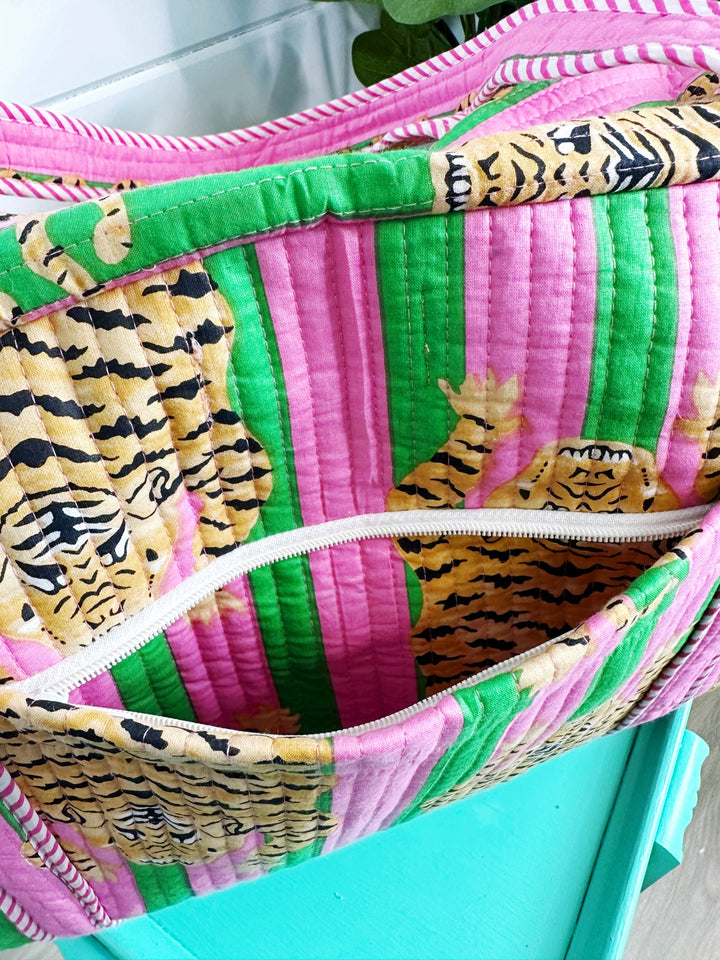 Folklore Couture - Quilted Duffle Bag | Weekender Travel Overnight Bag | Tigers