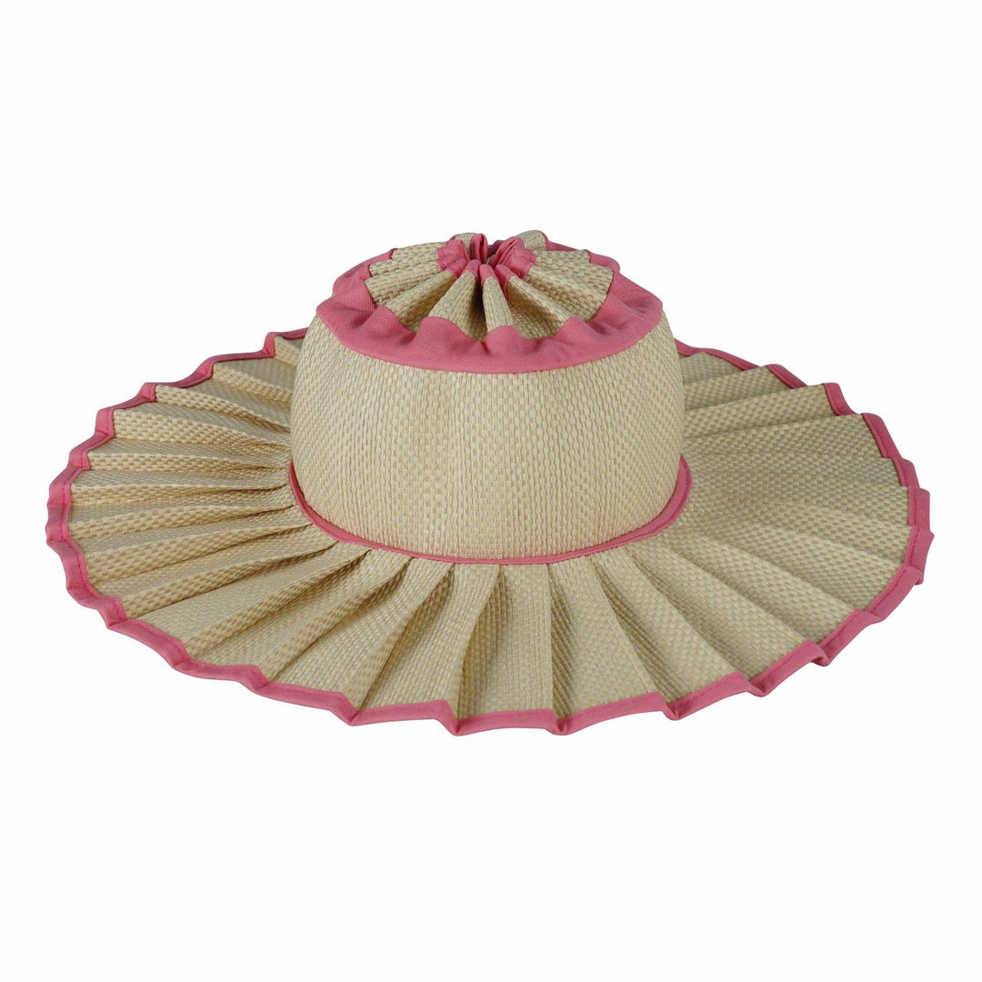 MKS America - Boho Checkered Straw Hat Foldable Beach Sun Hat: TGrass / M