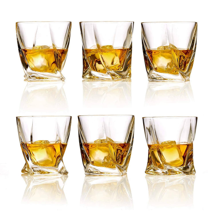 Bezrat - Whiskey Glasses Set of 6 Lead Free Crystal Old Fashioned