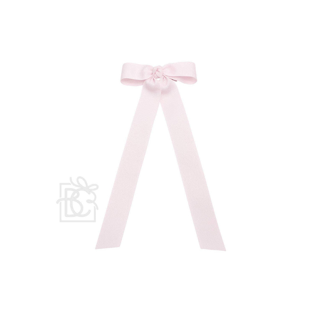 Beyond Creations, LLC - FLAT BOW W/ 7" STREAMERS ON ALLIGATOR CLIP: 3.5" W/ 7" Streamers / POWDER PINK