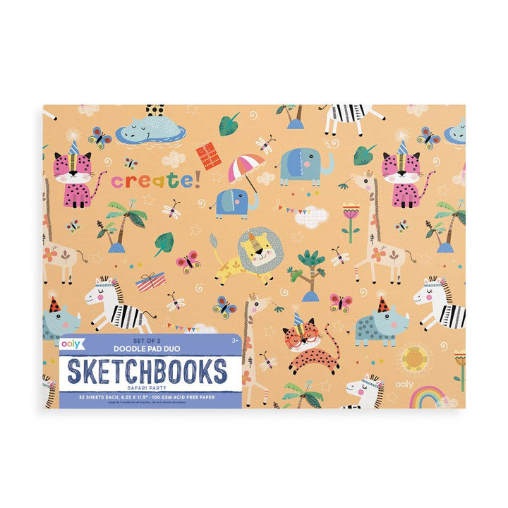 OOLY - Doodle Pad Duo Sketchbooks: Safari Party - Set of 2