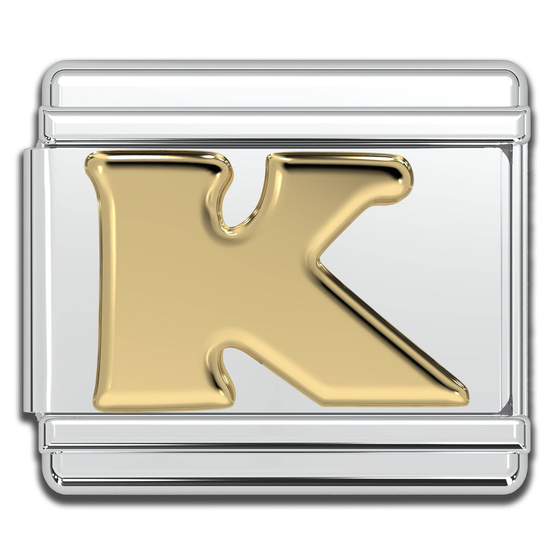 Natalia - Italian Charm Letters A-Z - 9mm Gold Bracelet Charms: W