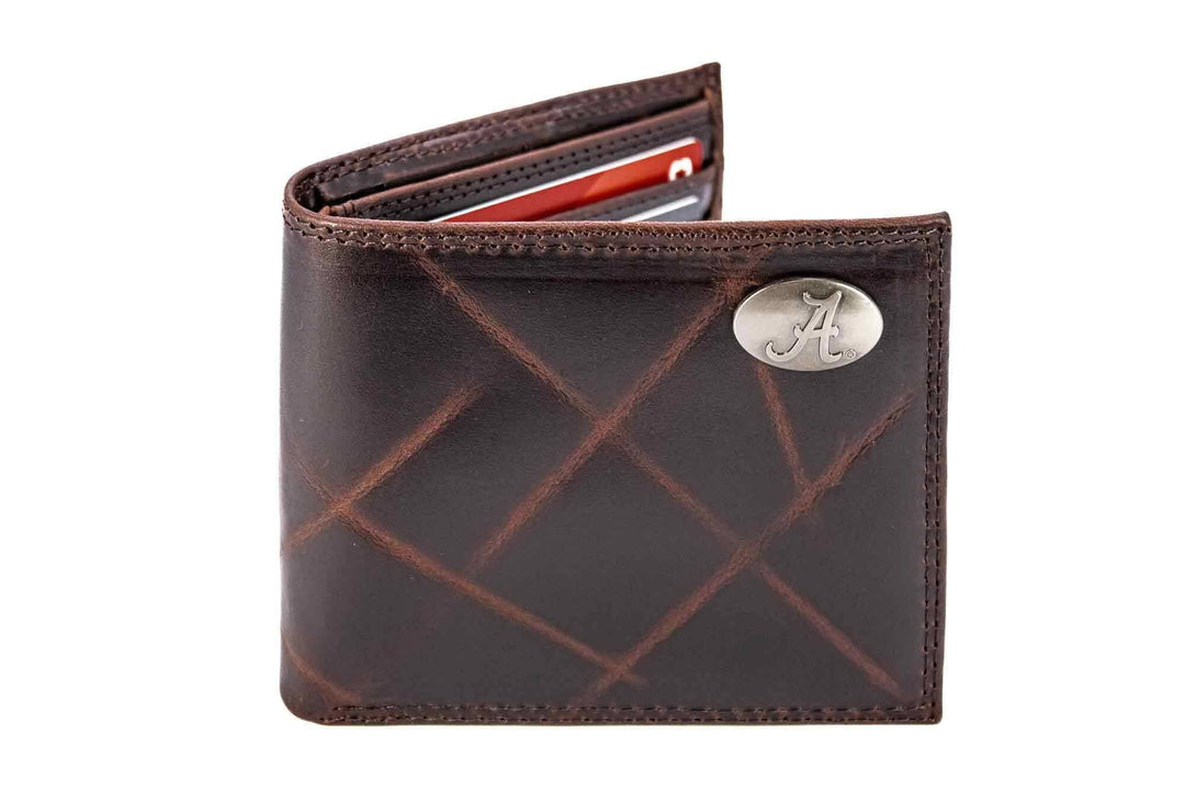 Zep-Pro - Alabama Crimson Tide Men's Collegiate Bifold Leather Wallet.: UAL Crazyhorse