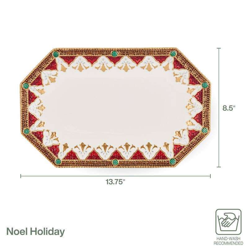 Fitz and Floyd® Mikasa® Pfaltzgraff® - Fitz & Floyd Noel Holiday Sm Platter 13.75In Gift Box Pkg: RED / EARTHENWARE