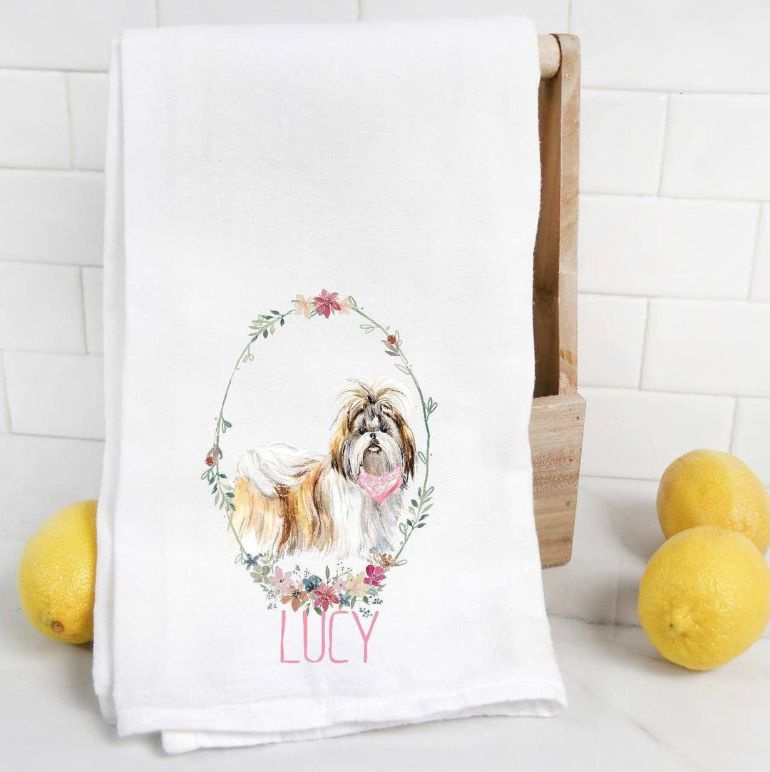The Preppy Pineapple Home - Shih Tzu & Lhasa Apso Tea Towel: No Accessory / Palm Chair