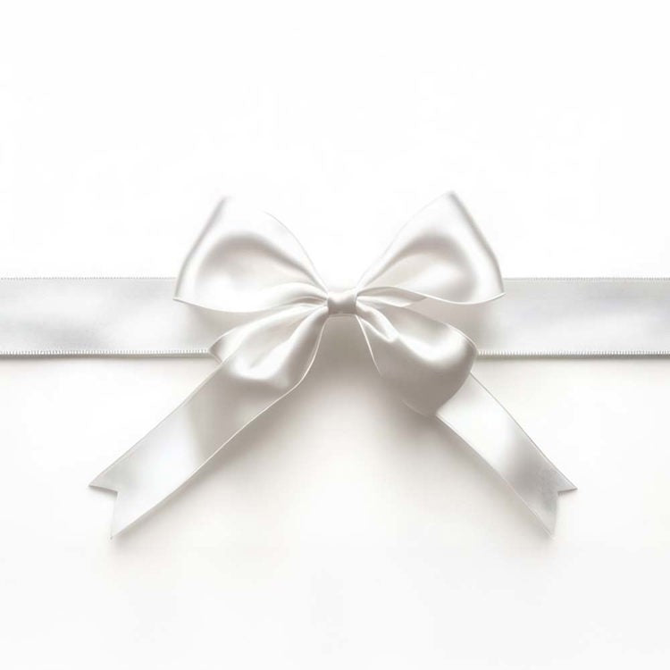 White satin napkin tray ribbon bow large
